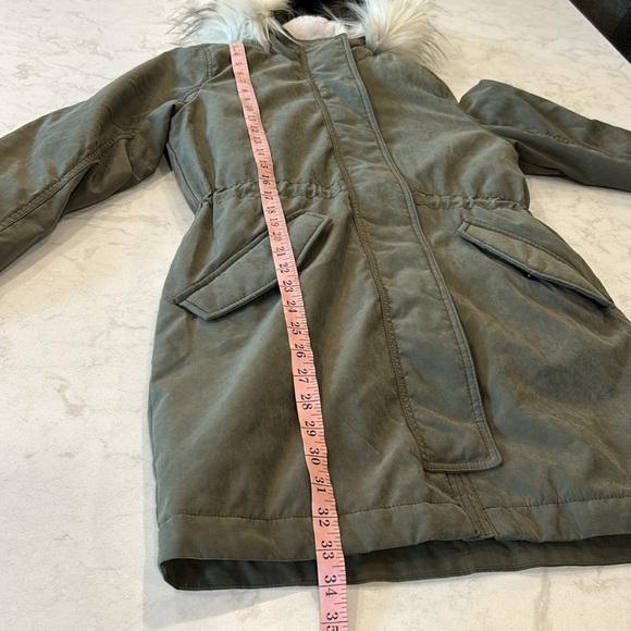 Abercrombie & Fitch 3-In-One Women's Olive Parka Jacket Removable Fur Hood Small - Picture 8 of 16
